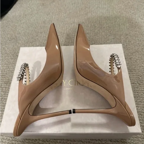 Jimmy Choo Bing Nude Patent Heels with Crystal Strap Sz 42 (run small) - Picture 4 of 6